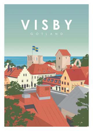 Visby stad gotland affisch