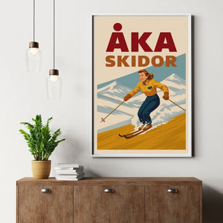 Poster med skidåkning i fjällen från Åre