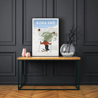 Fjällposter med snölandskap för den som älskar snö