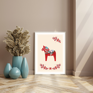 Poster med dalahäst från Dalarna