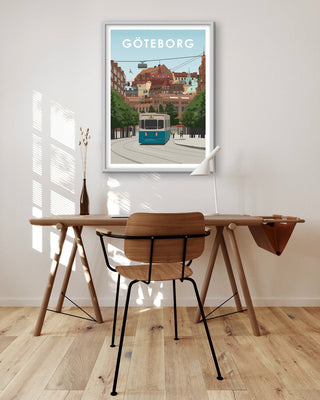 Poster med motiv från Göteborg i inredningen
