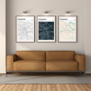 Kartposter med illustrerad karta över svenska fjäll och städer