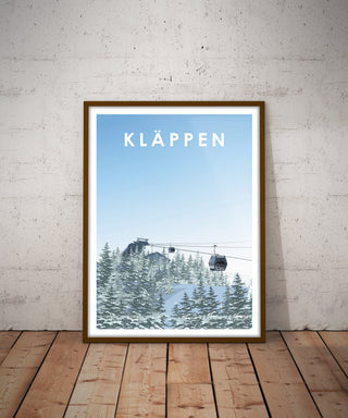 Poster med skidbacke i Kläppen