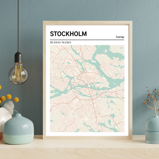 Kartposter med motiv över Stockholm