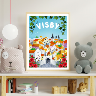 Visbyposter uppsatt i barnrum