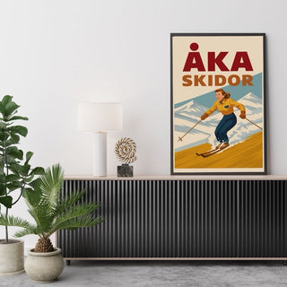 Retro poster - Åka skidor