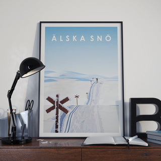 Älska snö poster med skidspår