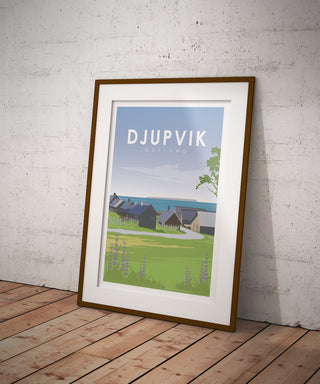 En poster med motiv från Djupviks fiskeläge Gotland
