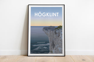 Högklint poster. Häftigt motiv över klippan och havet på Gotland