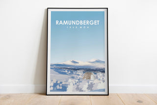 Tavla med vintrigt motiv från Ramundberget