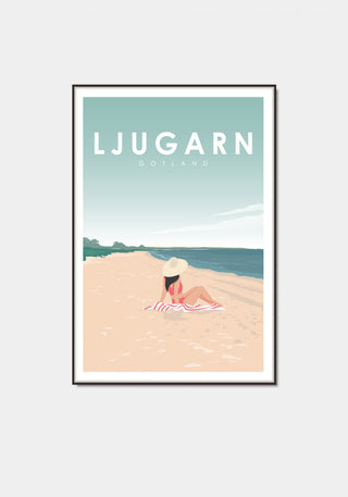Poster med motiv från Ljugarns strand och Gotland