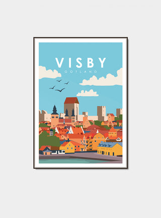 Visby Ringmuren Retro Affisch