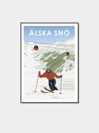 Älska snö och slalom retro. Fjelltopp.